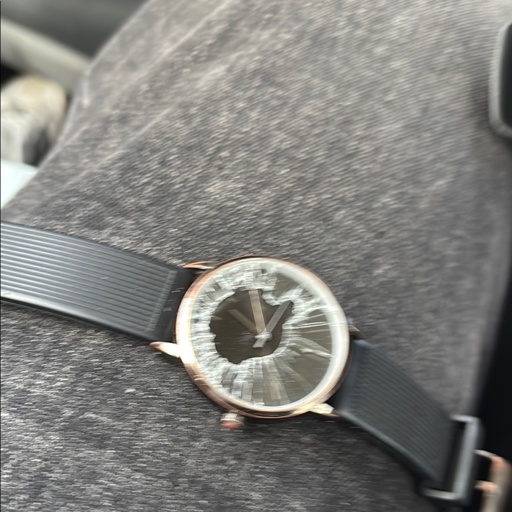 Black and Rose Gold Watch with Cracked